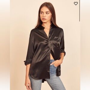 Black satin reformation top